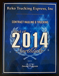 Reko Trucking Express Inc: 2014 Award